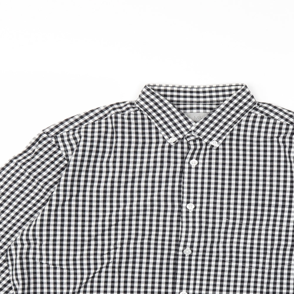 Marks and Spencer Mens Black Check   Button-Up Size M