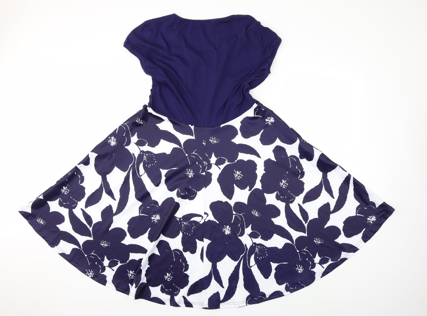 MISS SKY Womens Blue Floral  Fit & Flare  Size XL