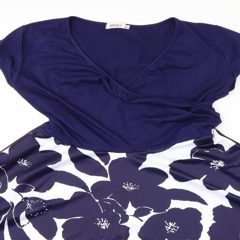 MISS SKY Womens Blue Floral  Fit & Flare  Size XL