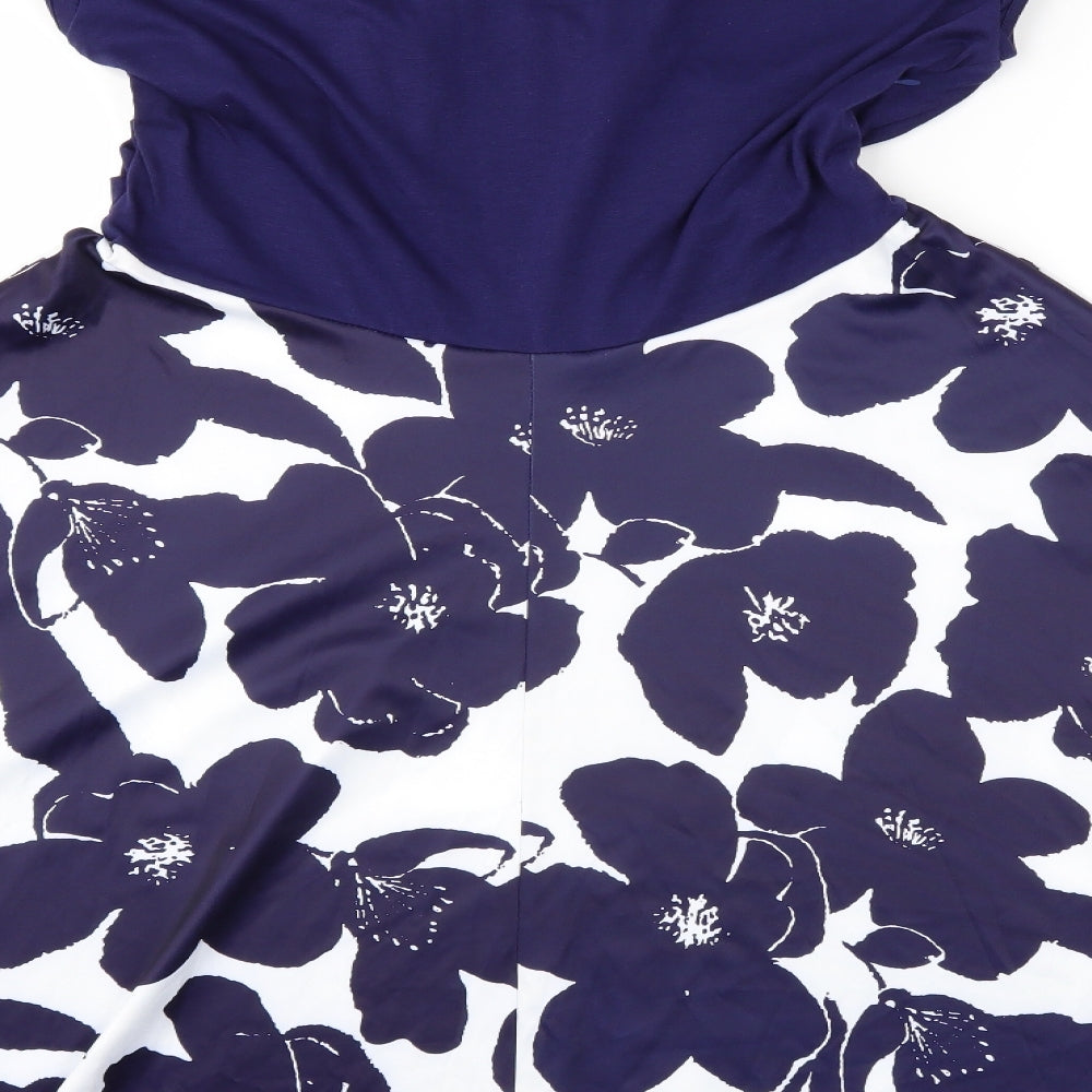 MISS SKY Womens Blue Floral  Fit & Flare  Size XL