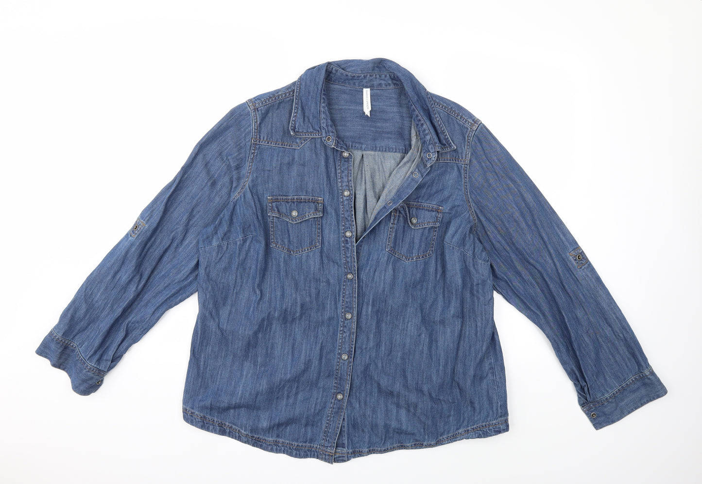 Marks and Spencer Womens Blue  Denim Basic Button-Up Size 20