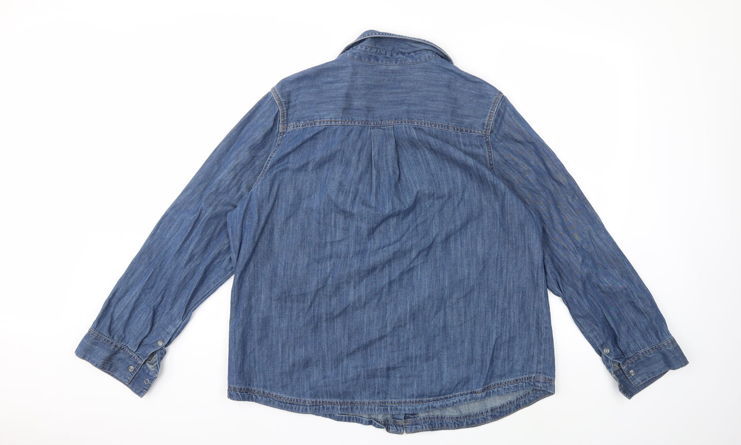 Marks and Spencer Womens Blue  Denim Basic Button-Up Size 20