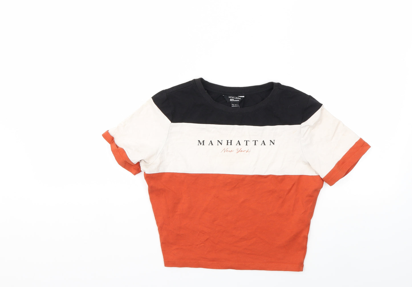 New Look Girls Orange Striped  Basic T-Shirt Size 10 Years