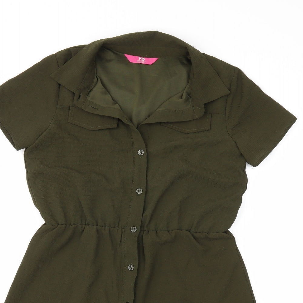 Young Dimension Girls Green   Shirt Dress  Size 12 Years