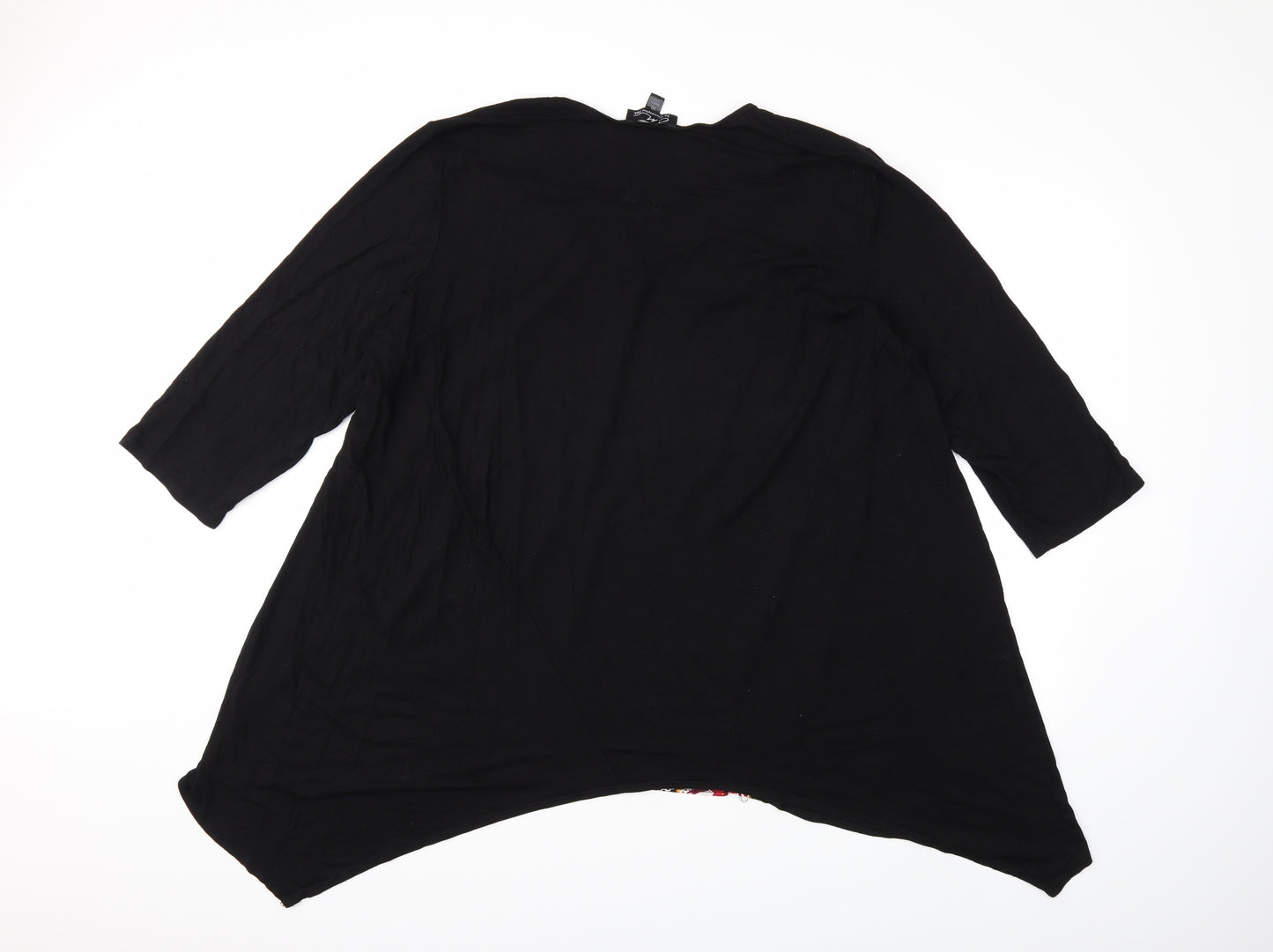 CHRISTOPHER FINK Womens Black Floral  Basic T-Shirt Size 3XL
