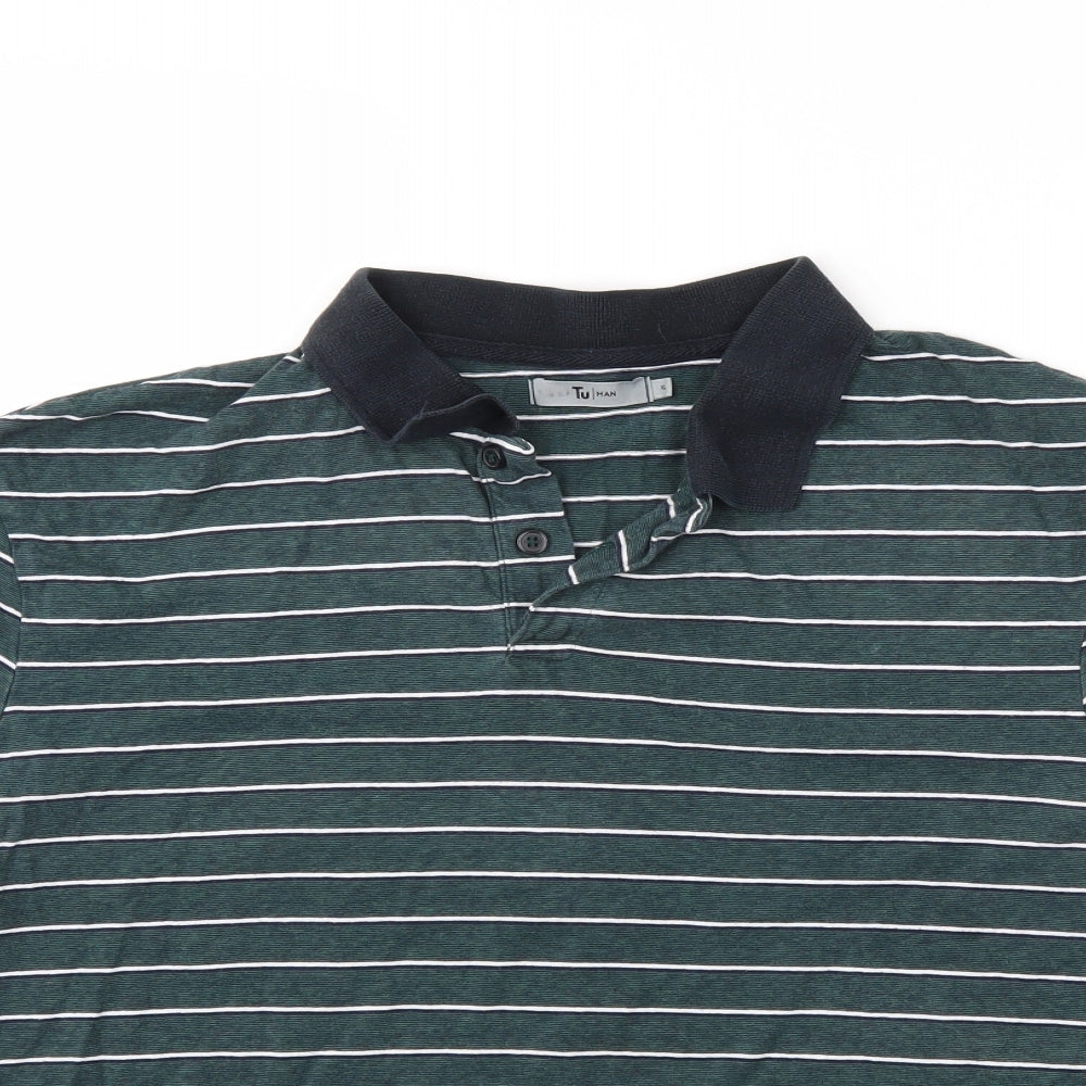 TU Mens Green Striped   Polo Size XL