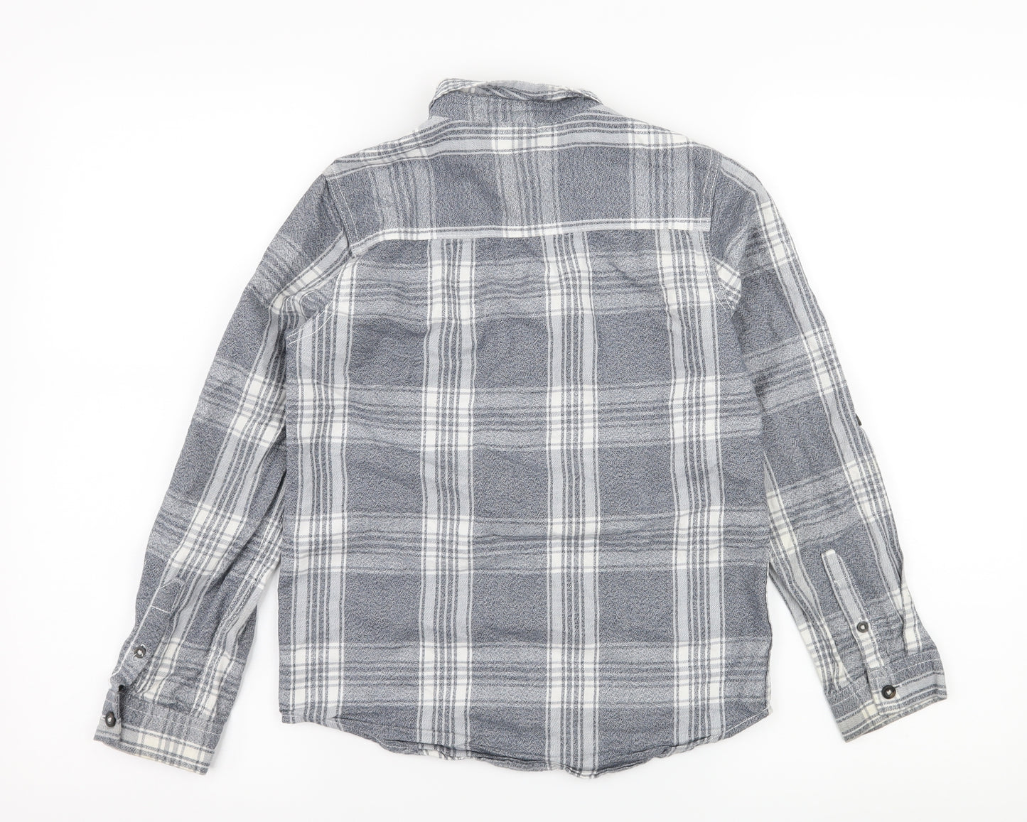 F&F Boys Grey Plaid  Basic Button-Up Size 8-9 Years
