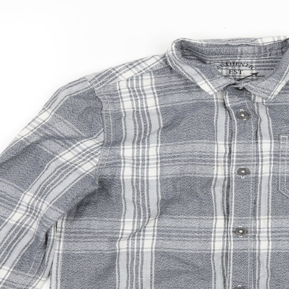 F&F Boys Grey Plaid  Basic Button-Up Size 8-9 Years