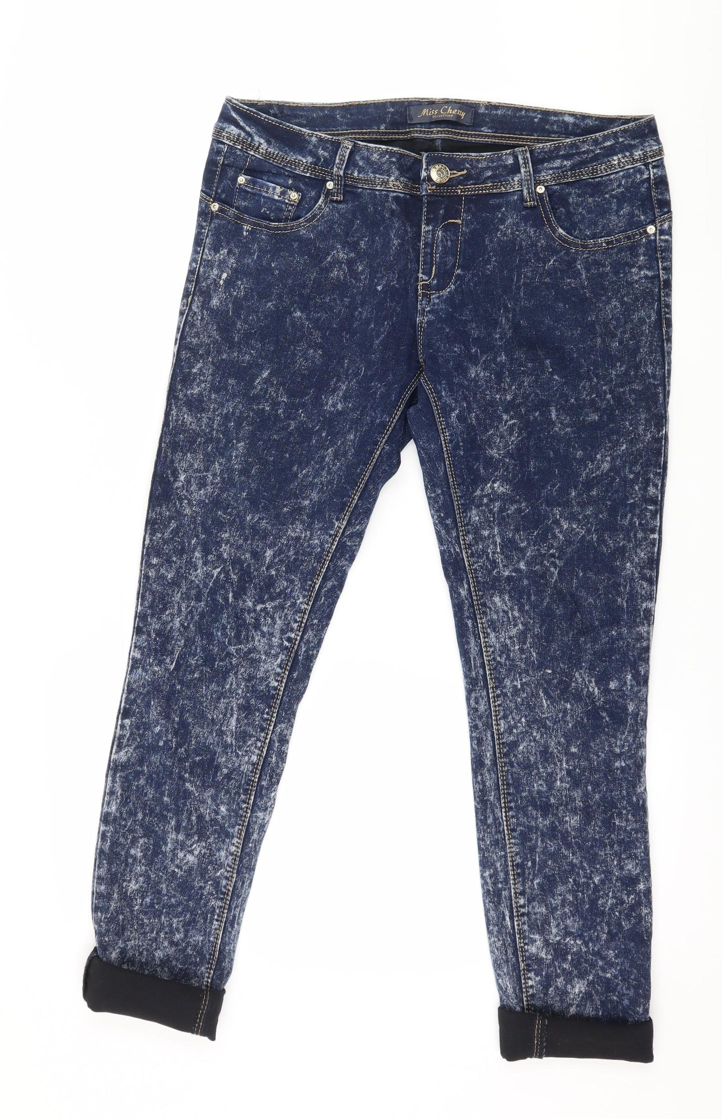 Miss Cherry Womens Blue  Denim Skinny Jeans Size 32 in L26 in - Acid Wash