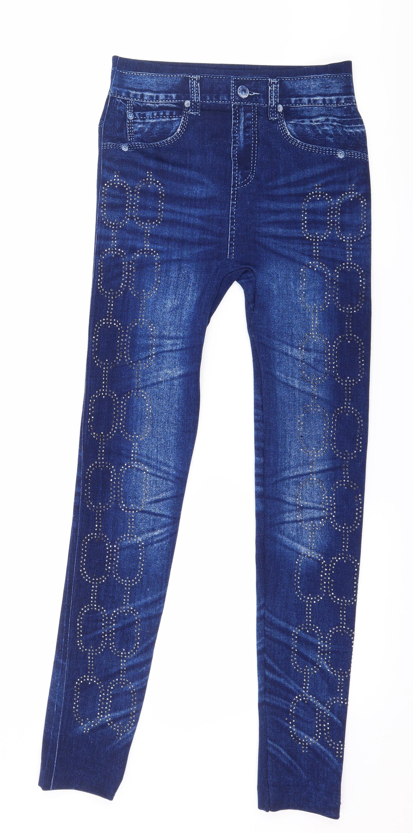 Preqorn Womens Blue   Capri Leggings Size 30 in L28 in