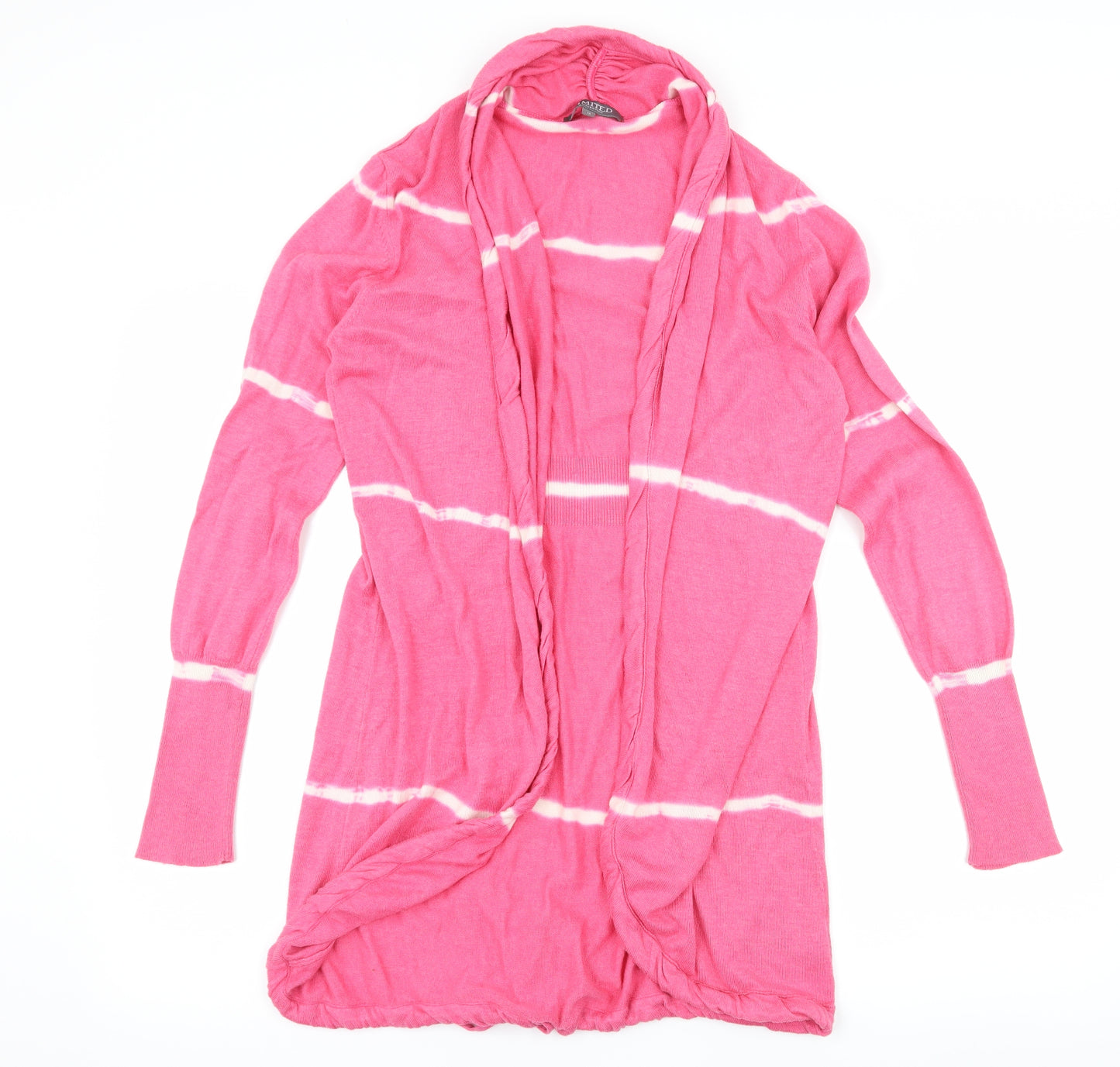 Limited Womens Pink Striped Knit Cardigan Jumper Size 14