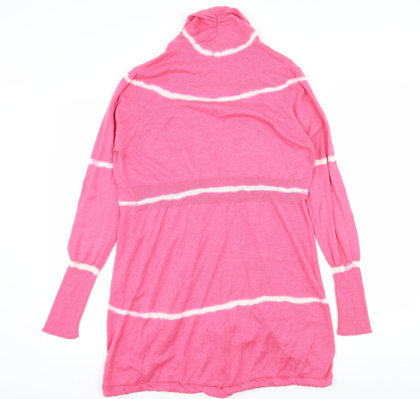 Limited Womens Pink Striped Knit Cardigan Jumper Size 14