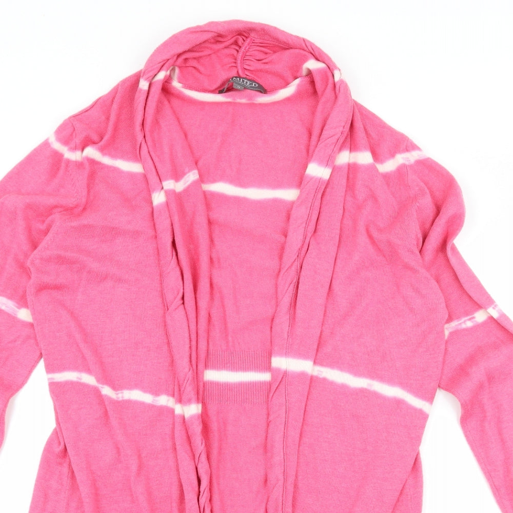 Limited Womens Pink Striped Knit Cardigan Jumper Size 14