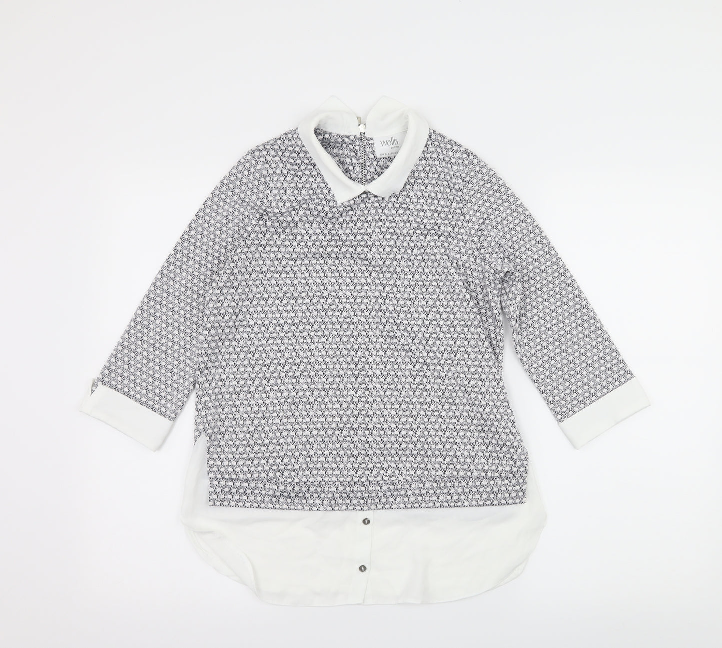 Wallis Womens White Polka Dot  Basic Blouse Size 8