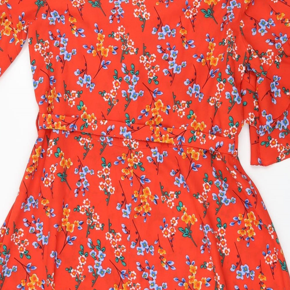 Papaya Womens Red Floral  Fit & Flare  Size 12