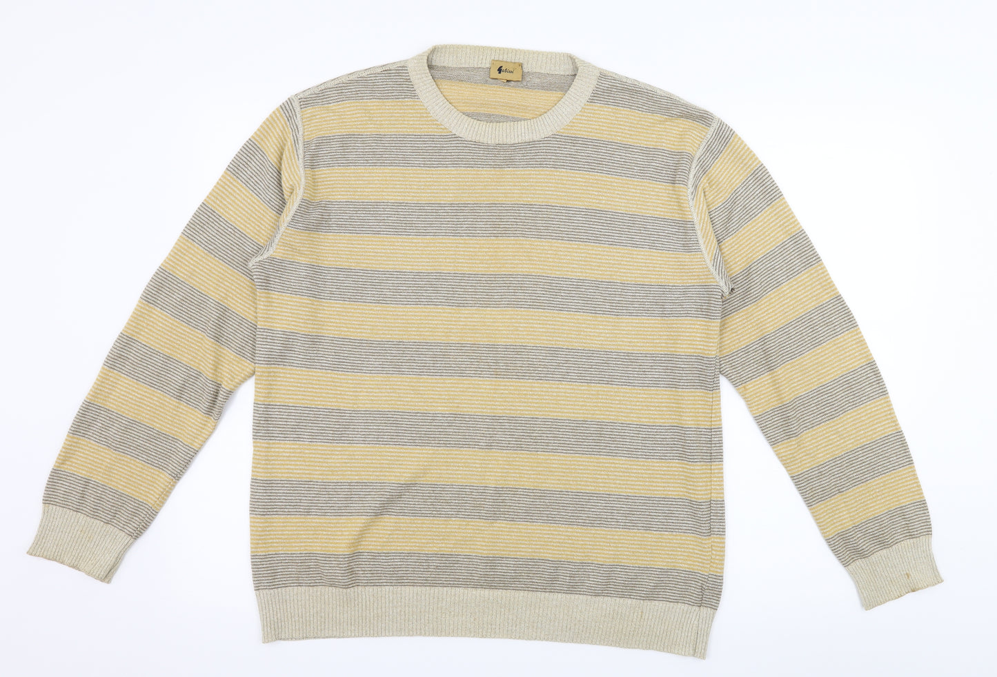 Gabicci Mens Grey Striped Knit Pullover Jumper Size M