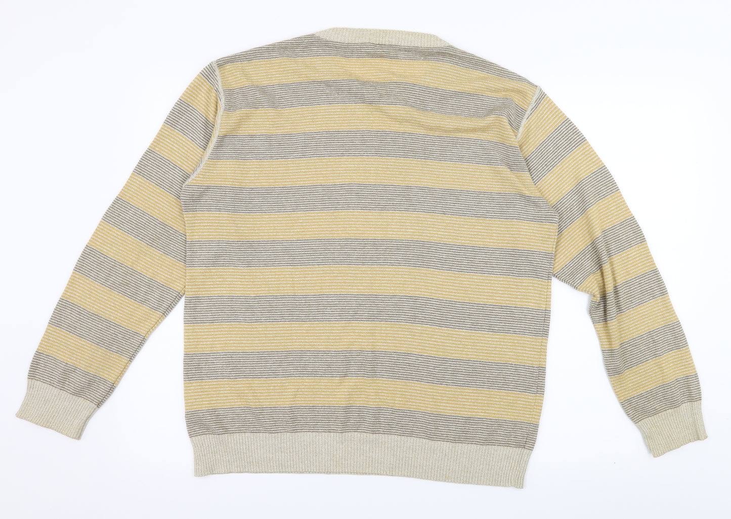 Gabicci Mens Grey Striped Knit Pullover Jumper Size M
