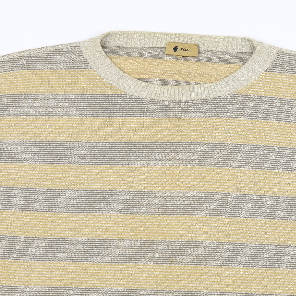 Gabicci Mens Grey Striped Knit Pullover Jumper Size M
