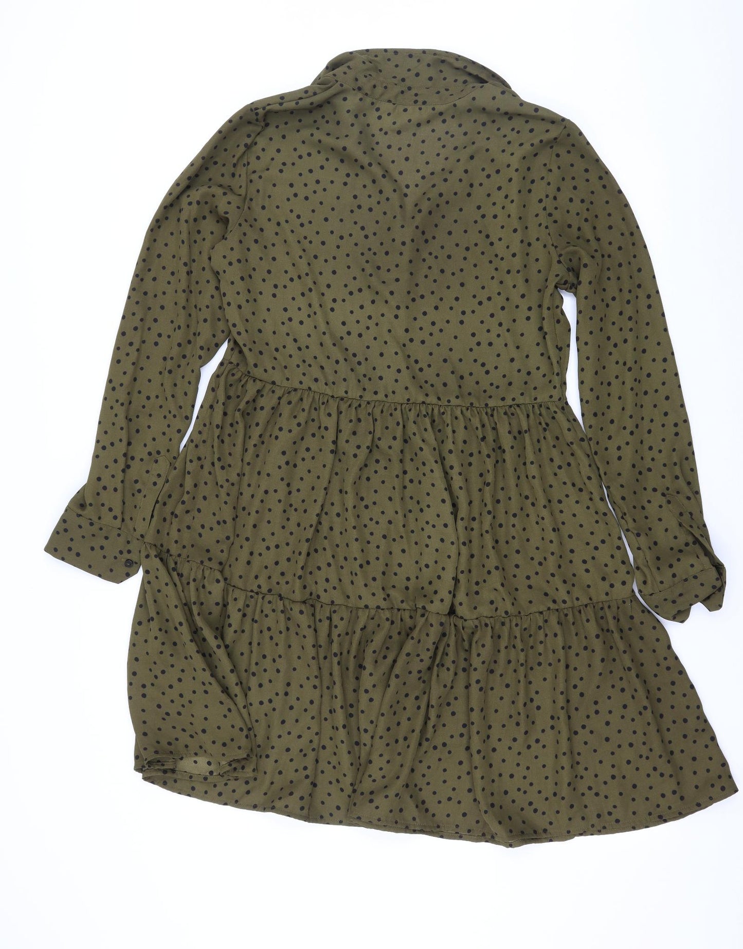 F&F Womens Green Polka Dot  Shirt Dress  Size 12