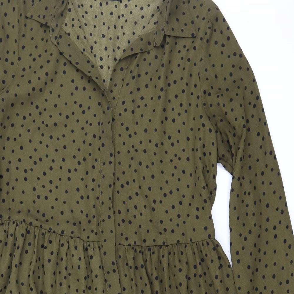 F&F Womens Green Polka Dot  Shirt Dress  Size 12