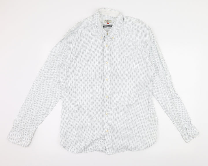 NEXT Mens White Polka Dot   Button-Up Size L