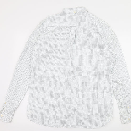 NEXT Mens White Polka Dot   Button-Up Size L