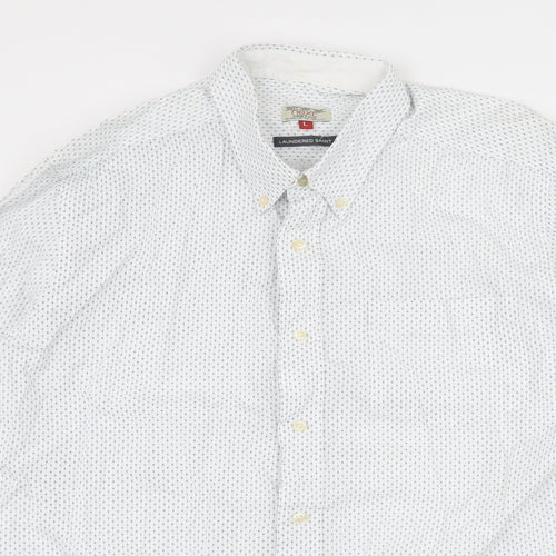NEXT Mens White Polka Dot   Button-Up Size L