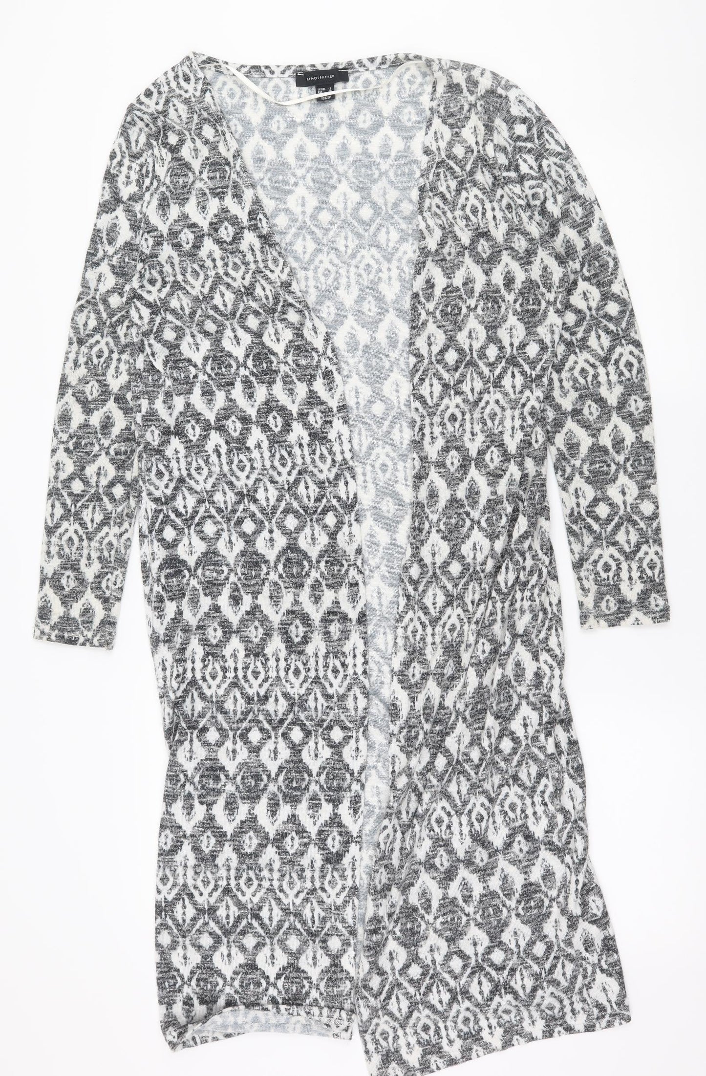 Atmosphere Womens Grey Geometric Knit Cardigan Jumper Size 12