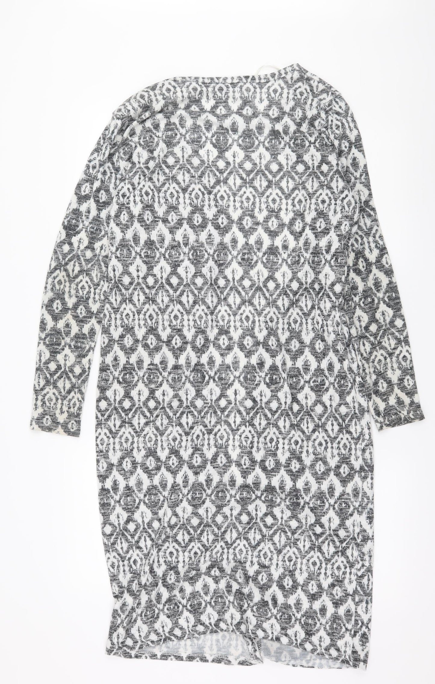 Atmosphere Womens Grey Geometric Knit Cardigan Jumper Size 12