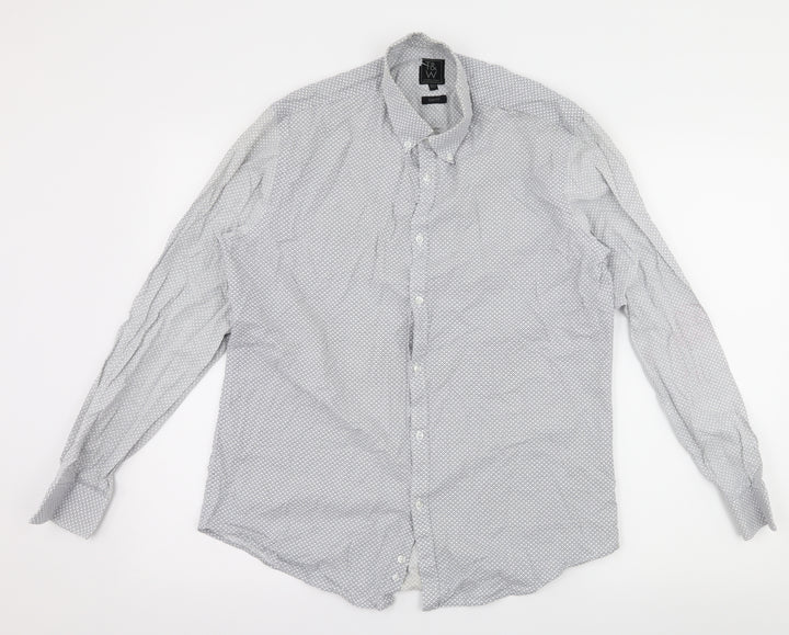 Taylor & Wright Mens White Polka Dot Button-Up Size 15.5