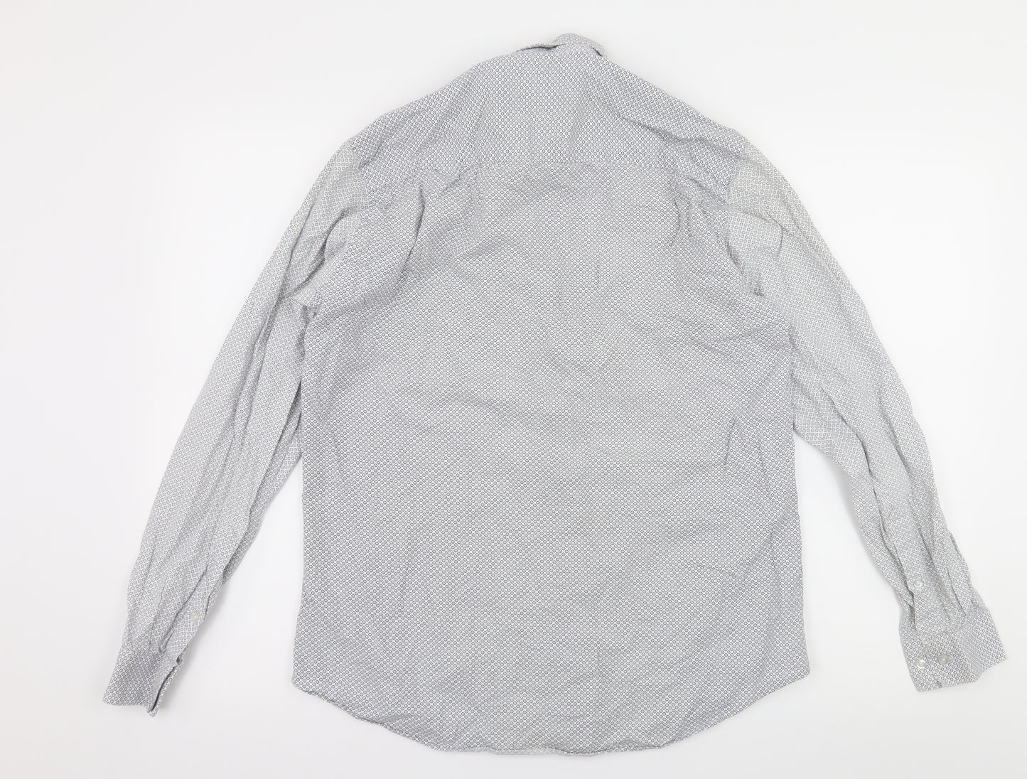 Taylor & Wright Mens White Polka Dot   Button-Up Size 15.5