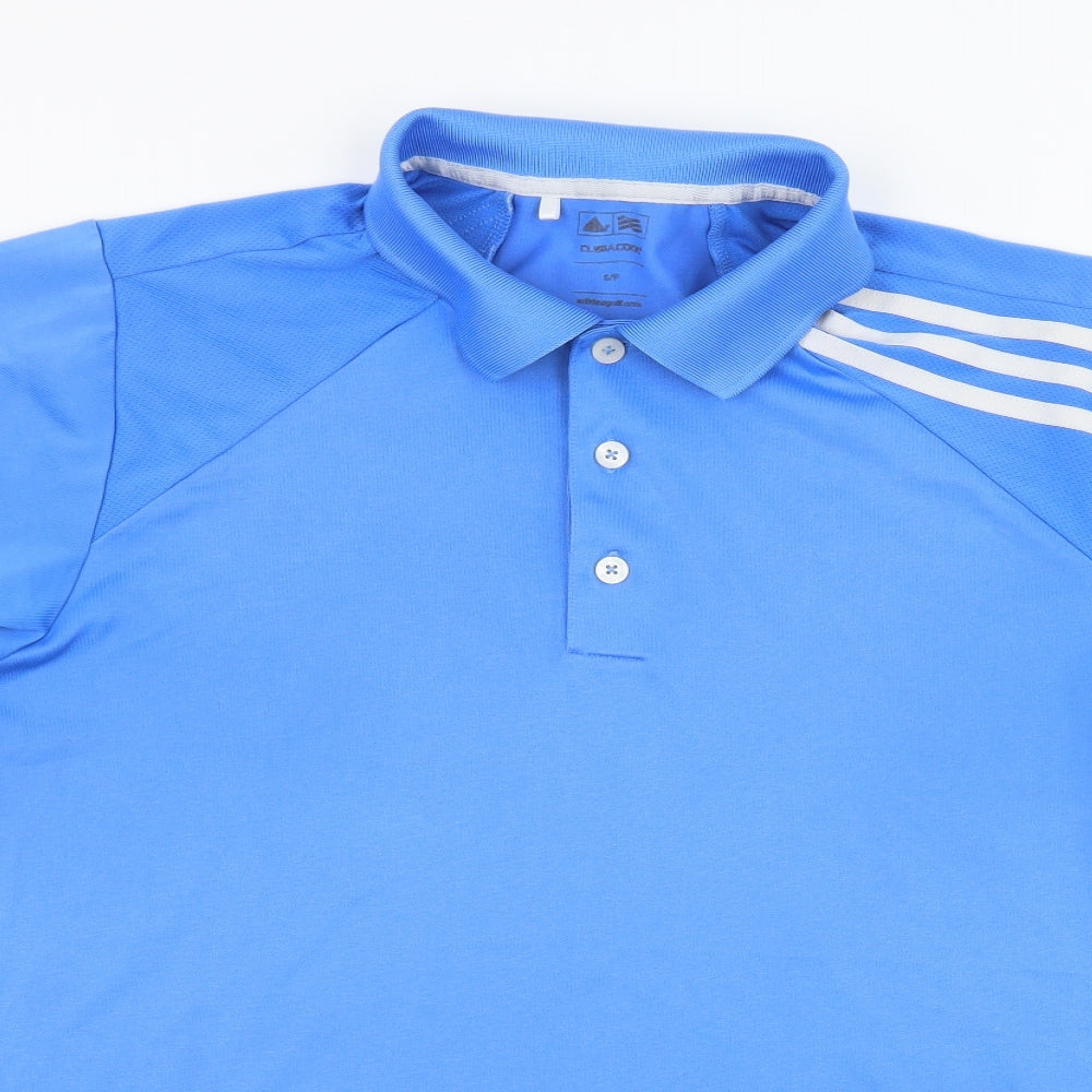 adidas Mens Black Striped Jersey  Polo Size S