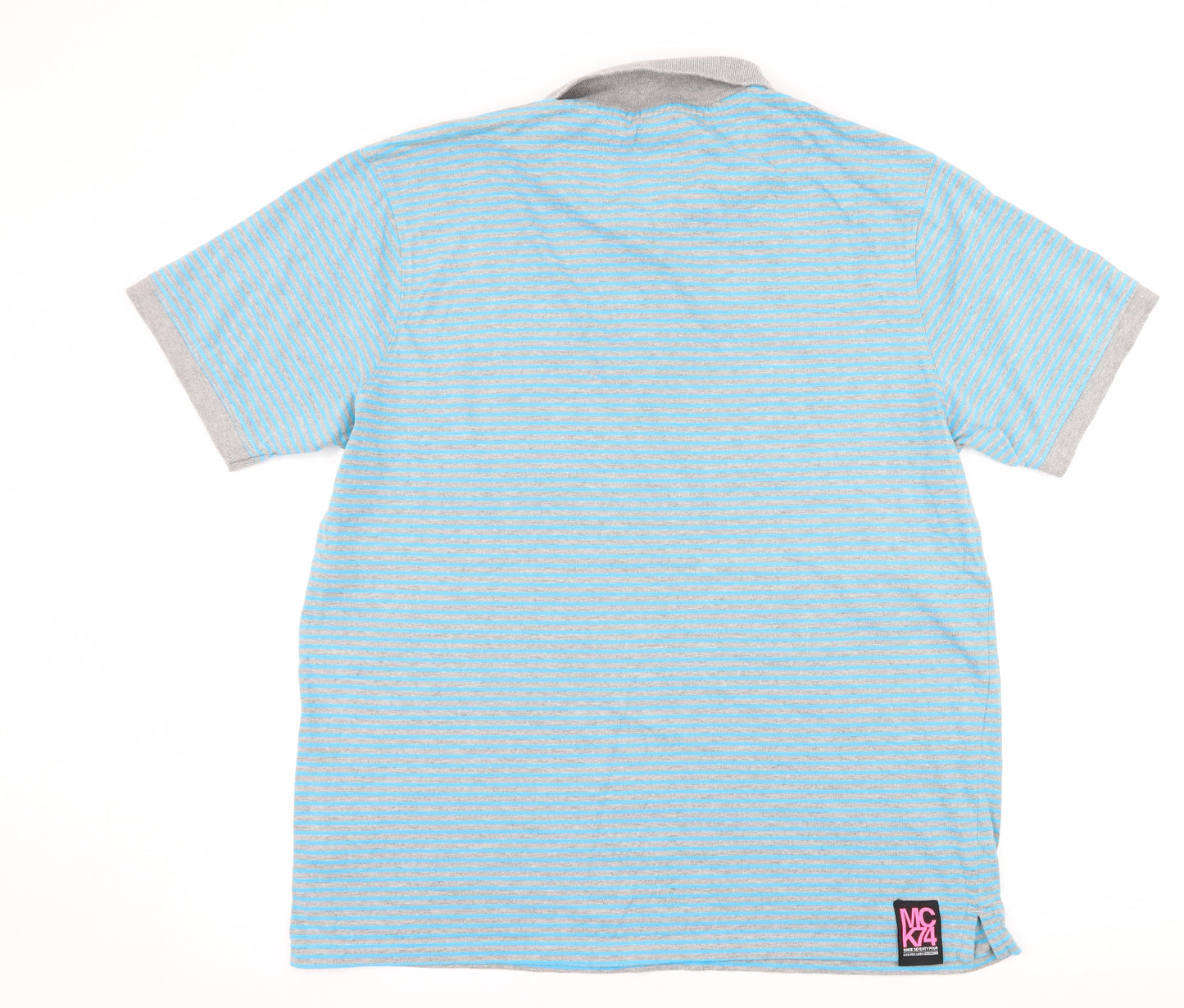 McKenzie Mens Blue Striped Jersey  Polo Size L