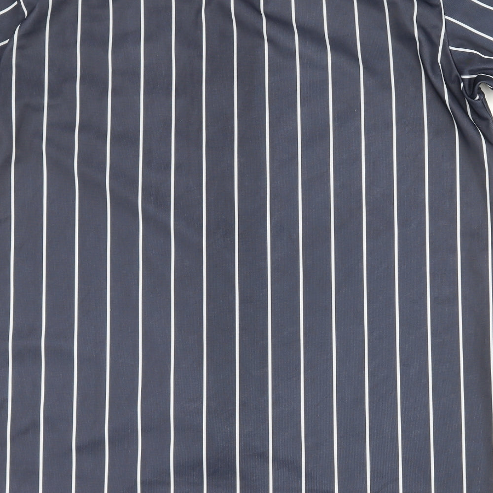 Fabric Mens Blue Striped   Button-Up Size M