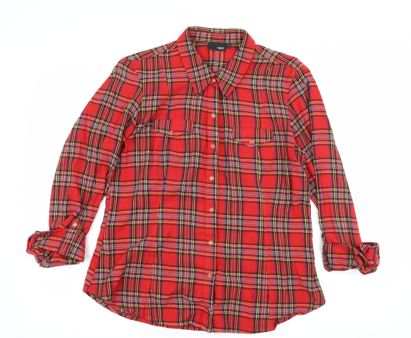 F&F Womens Red Plaid  Basic Button-Up Size 16