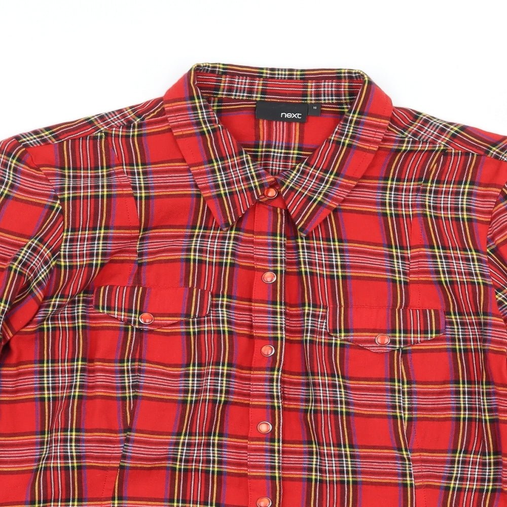 F&F Womens Red Plaid  Basic Button-Up Size 16