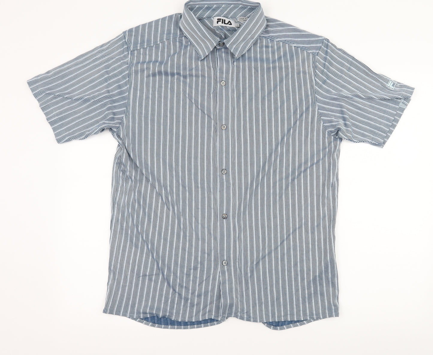 FILA Mens Multicoloured Striped   Button-Up Size M