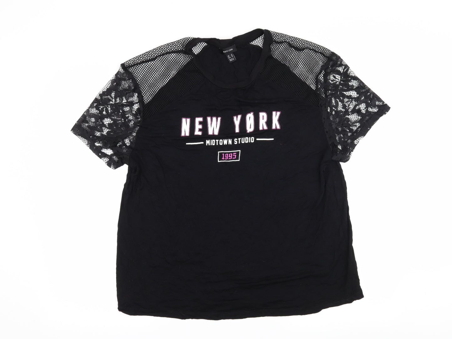 New Look Womens Black  Jersey Basic T-Shirt Size 18  - New york