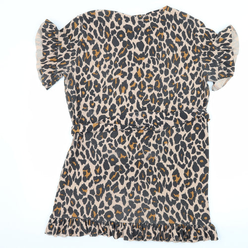 I SAW IT FIRST Womens Brown Animal Print Jersey T-Shirt Dress  Size 8