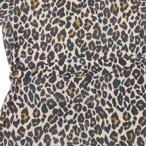 I SAW IT FIRST Womens Brown Animal Print Jersey T-Shirt Dress  Size 8