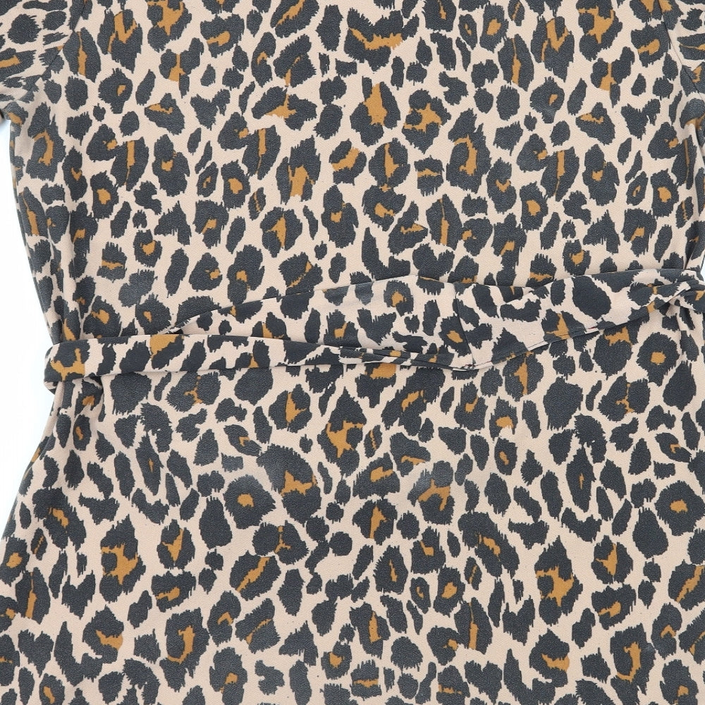 I SAW IT FIRST Womens Brown Animal Print Jersey T-Shirt Dress  Size 8