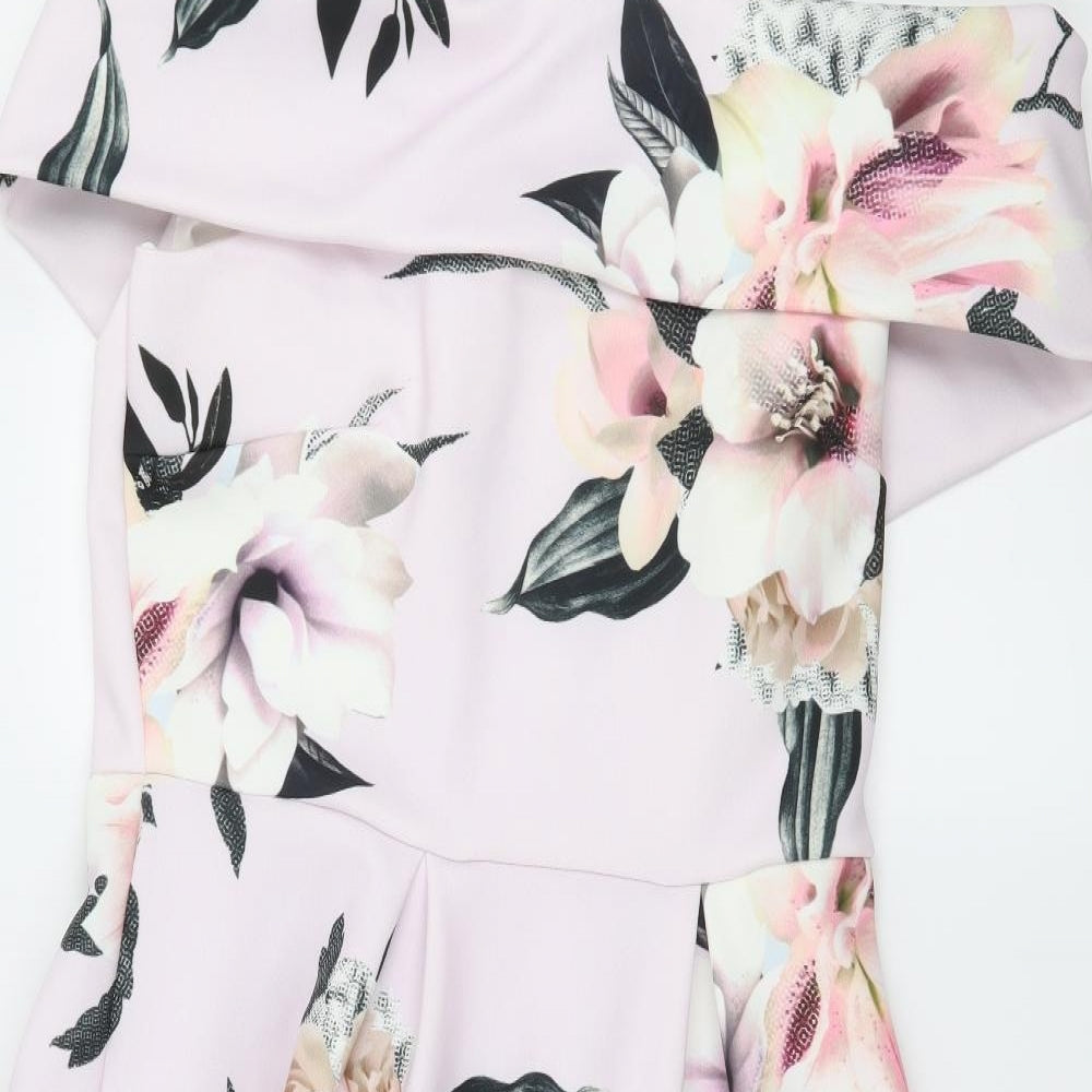 Jessica Wright Womens Pink Floral  Fit & Flare  Size 16  - Dipped hem