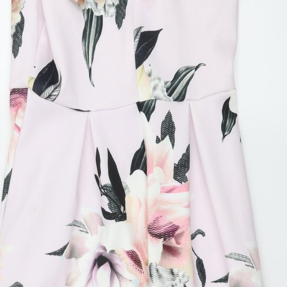 Jessica Wright Womens Pink Floral  Fit & Flare  Size 16  - Dipped hem
