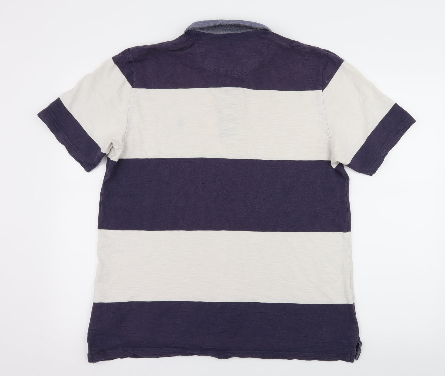 Blue Harbour Mens Black Striped Jersey  Polo Size M