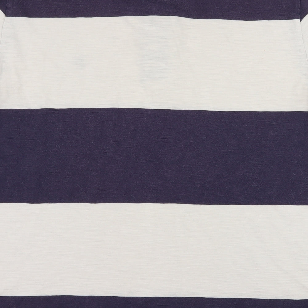 Blue Harbour Mens Black Striped Jersey  Polo Size M