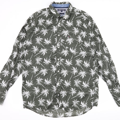 Tommy Hilfiger Mens Green Fair Isle   Button-Up Size XL  - Palm Tree