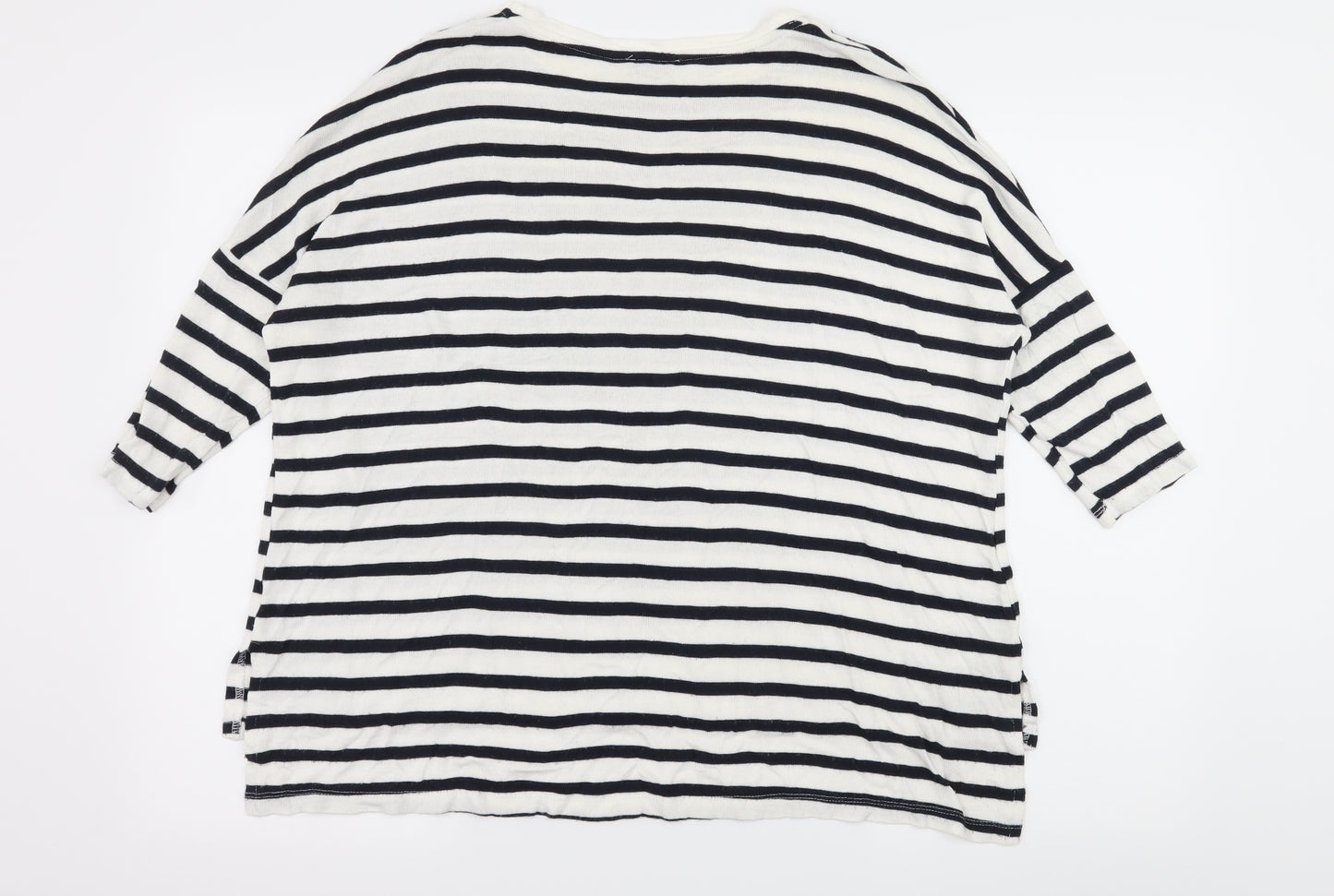 Stradivarius Womens White Striped Jersey Basic T-Shirt Size L