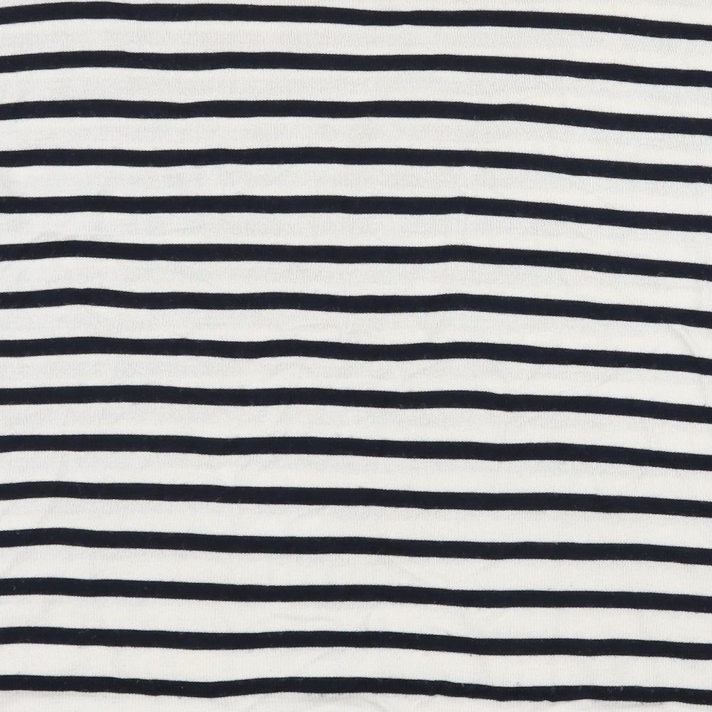 Stradivarius Womens White Striped Jersey Basic T-Shirt Size L