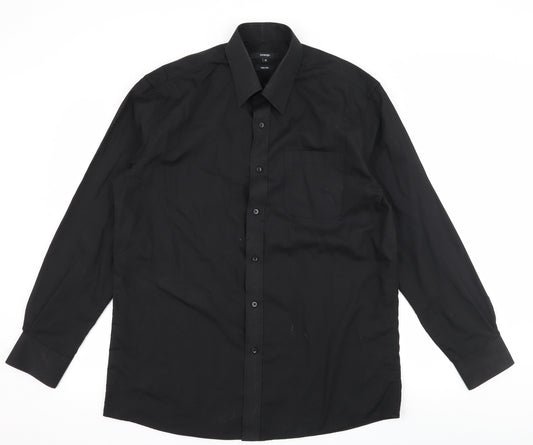 Front view of George men’s black button-up, size 16