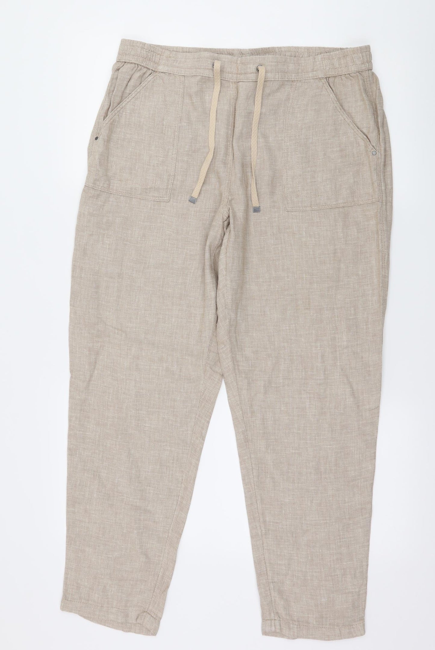 Nutmeg Womens Beige   Cropped Trousers Size 14 L27 in